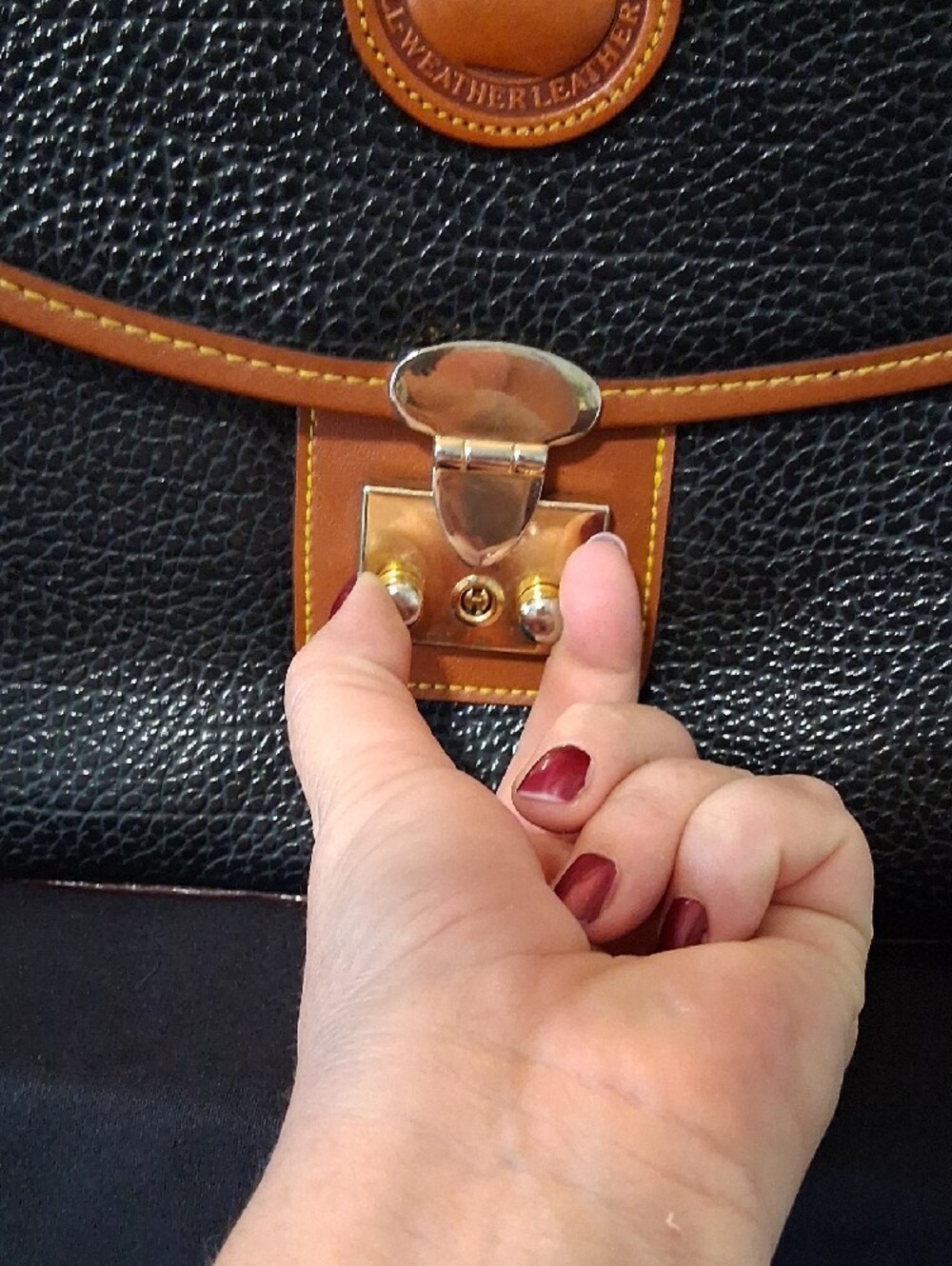 Dooney & Bourke Black Pebbled Leather Satchel with Brown Trim - Picture 2 of 14
